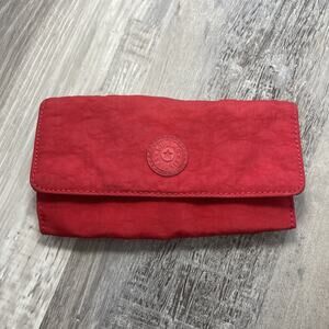 Kipling Red Wallet Money Land Snap Nylon Accordion Wallet